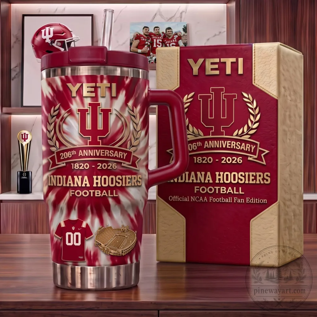 Indiana Hoosiers Football 206th Anniversary 1820-2026 Yeti Tumbler with Handle Indiana Hoosiers Football 206th Anniversary 1820-2026 Yeti Tumbler with Handle