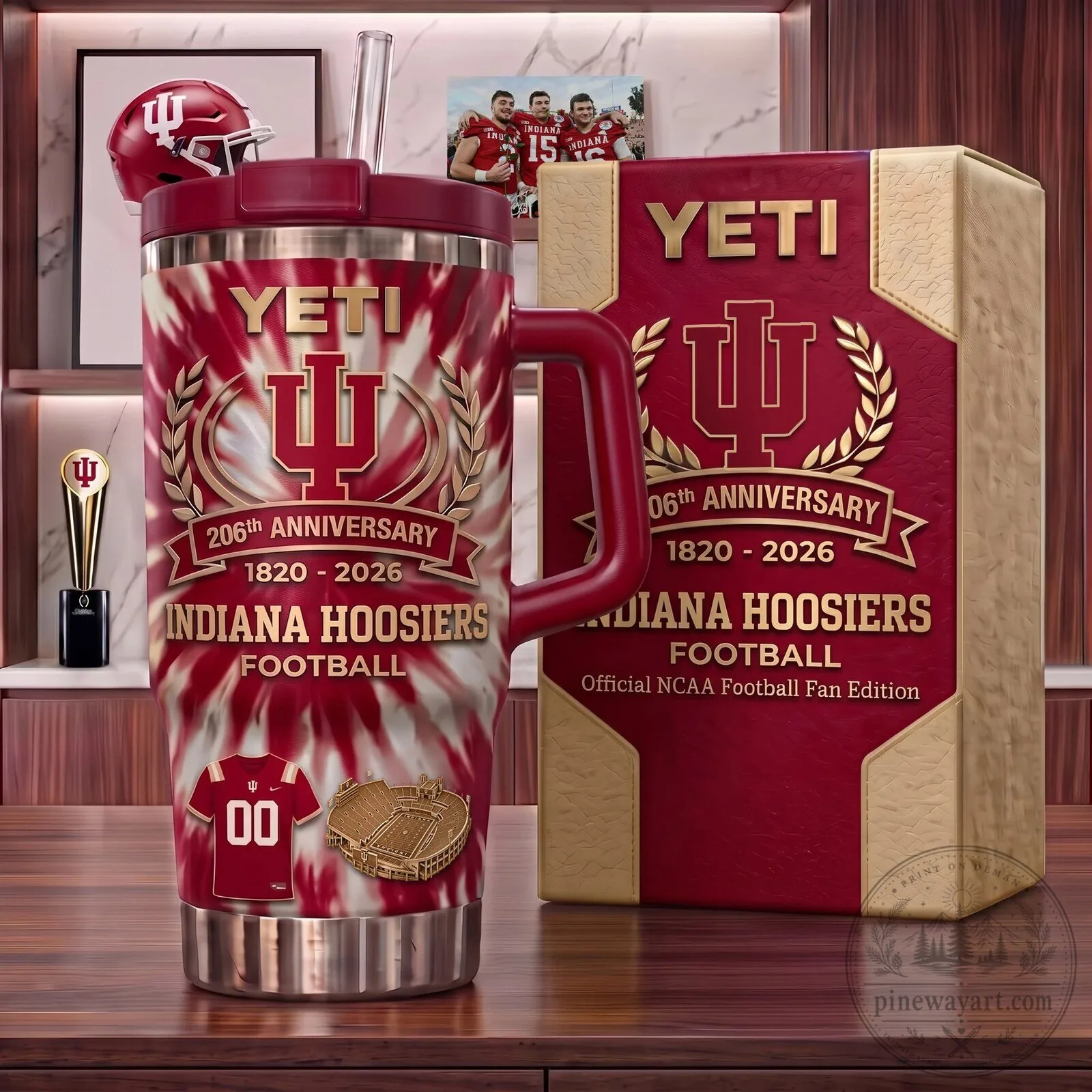 Indiana Hoosiers Football 206th Anniversary 1820-2026 Yeti Tumbler with Handle
