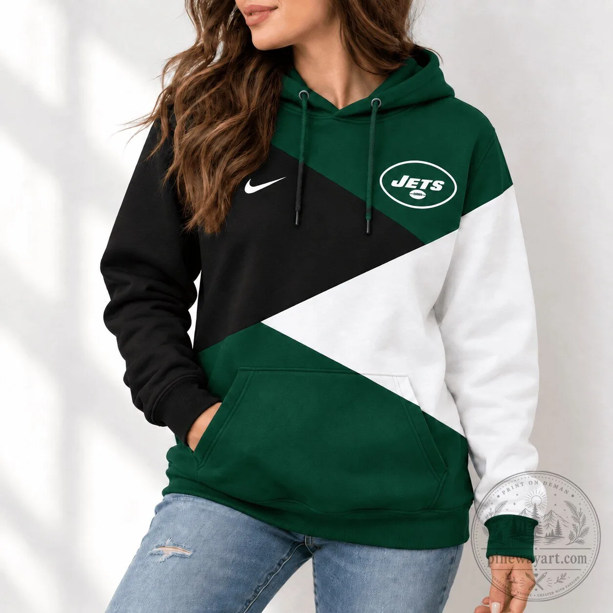 New York Jets NFL Dynamic Angle Game Day Black White Green Hoodie
