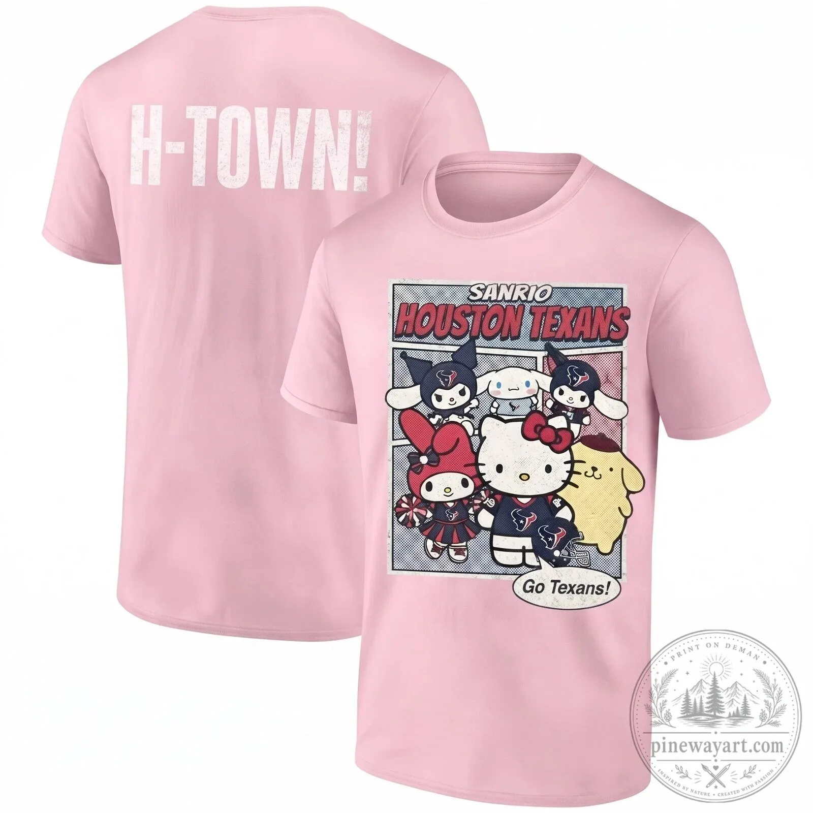 Sanrio Houston Texans Hello Kitty and Friends Pink Football Fan T-Shirt 10 Sanrio Houston Texans Hello Kitty and Friends Pink Football Fan T-Shirt