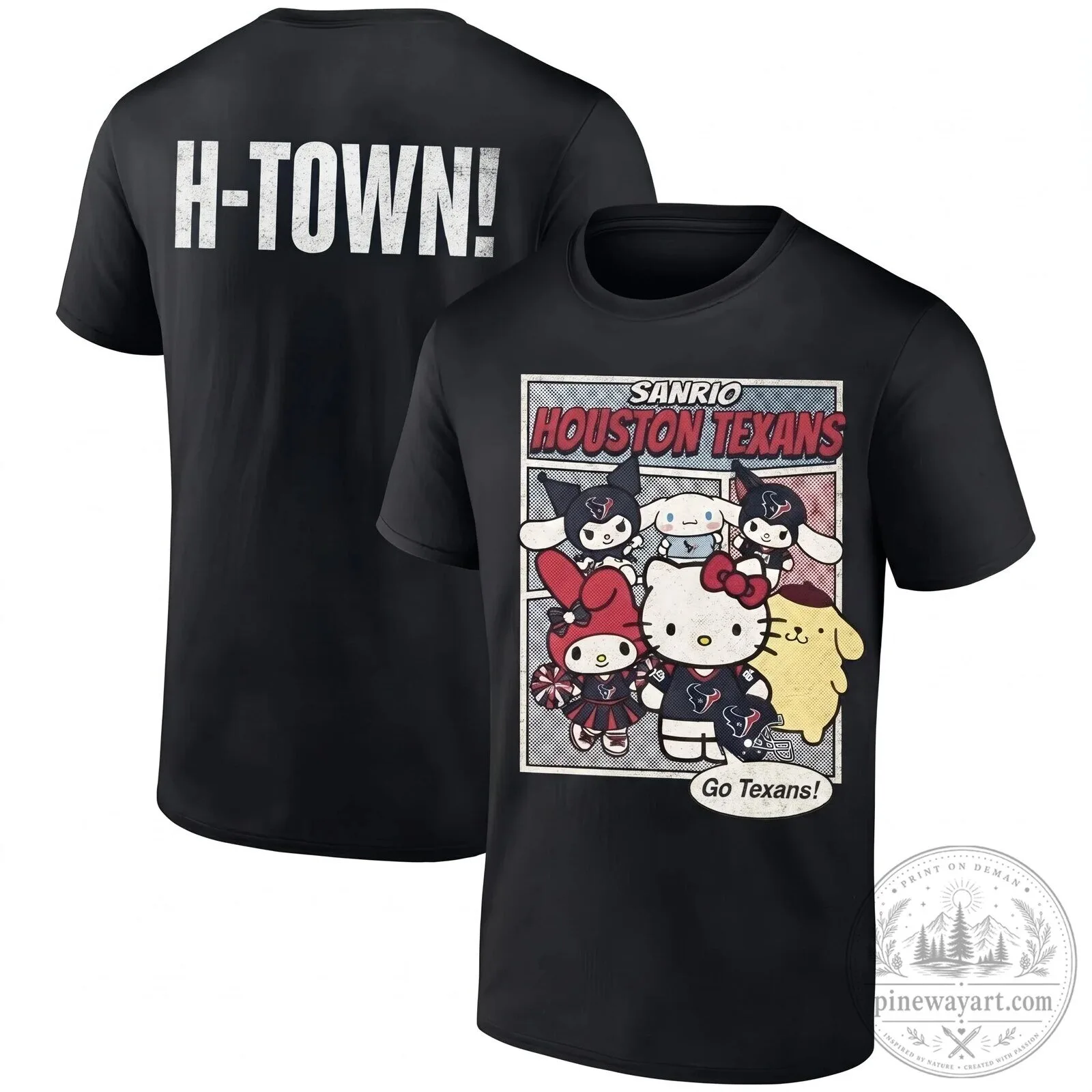 Sanrio Houston Texans Hello Kitty and Friends Pink Football Fan T-Shirt 11 Sanrio Houston Texans Hello Kitty and Friends Pink Football Fan T-Shirt
