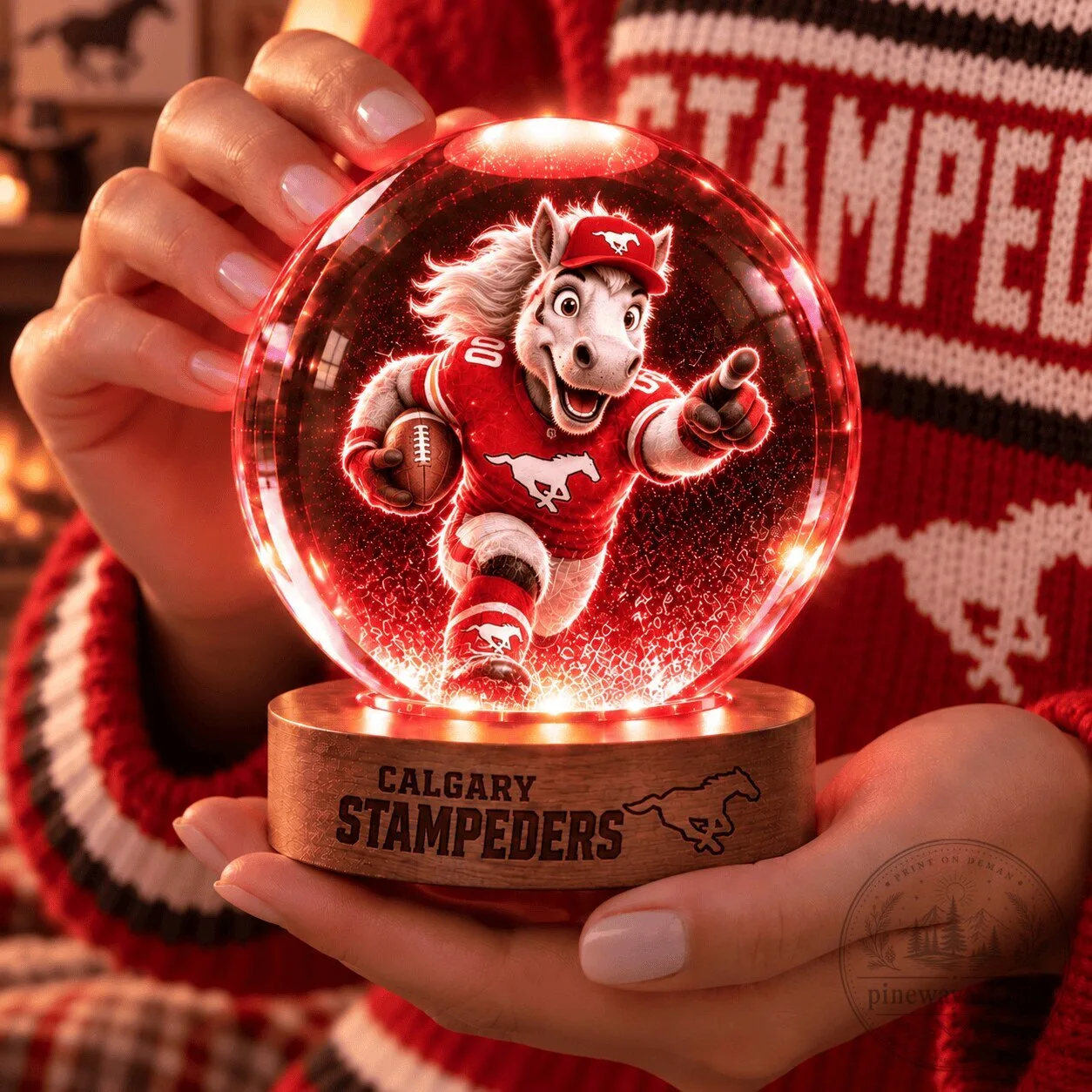 Calgary Stampeders CFL Football Team Mascot Crystal Ball Night Light