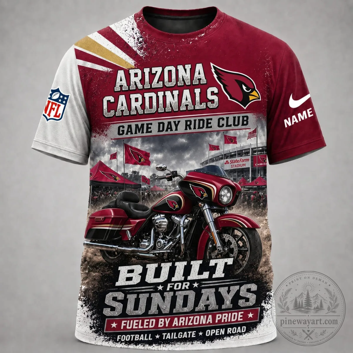Arizona Cardinals Fan Shirt Game Day Ride Club Built For Sundays Football T-Shirt