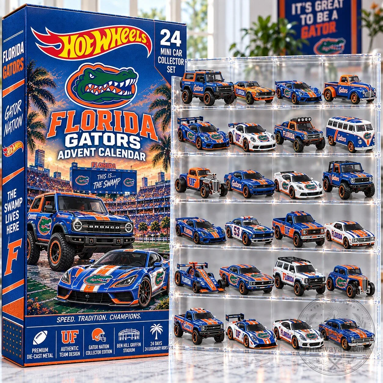 Hot Wheels Florida Gators Advent Calendar Twenty-Four Mini Car Collector Set