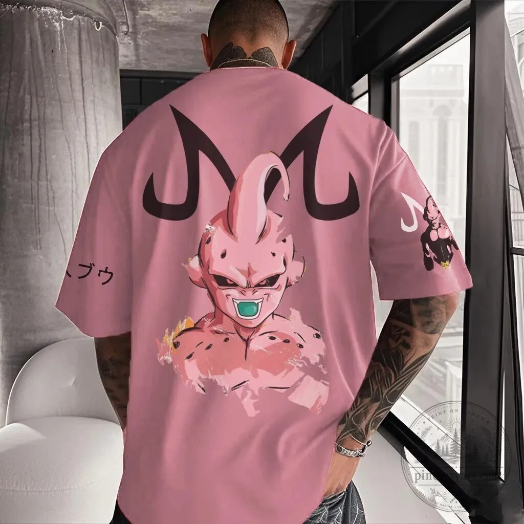 Dragon Ball Z Majin Buu Pink Anime Character Oversized T-Shirt