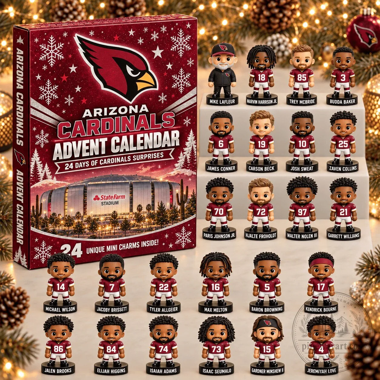 Arizona Cardinals Football Team Advent Calendar with Mini Figurines