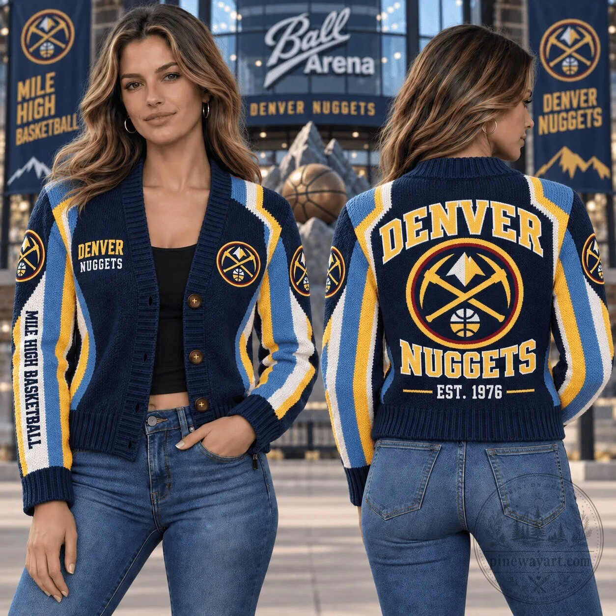 Denver Nuggets Basketball Team Logo Fan Cardigan Jacket