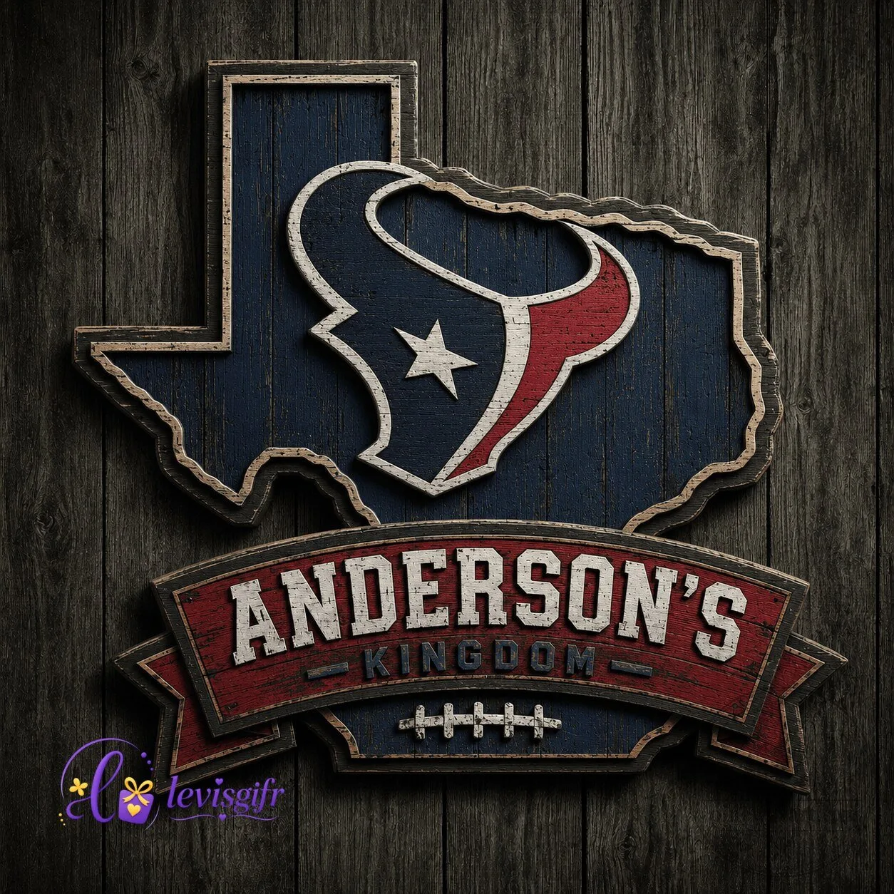 Houston Football Personalized Vintage Wooden Sign Wall Art