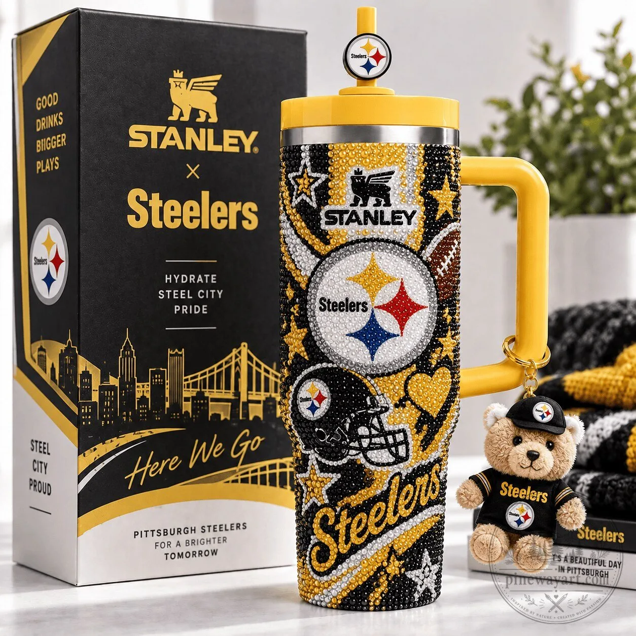 Pittsburgh Steelers Stanley Rhinestone Tumbler with Handle