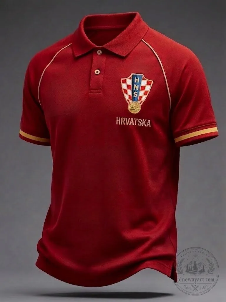 Croatia HNS Hrvatska National Team Retro Football Fan Polo Shirt