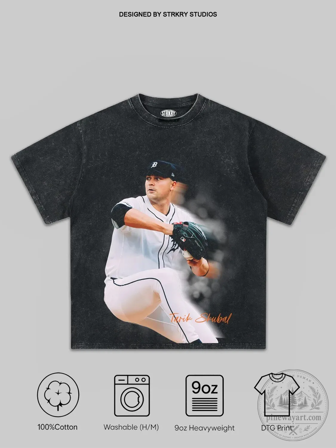 Tarik Skubal Detroit Baseball Pitcher Graphic Washed T-Shirt