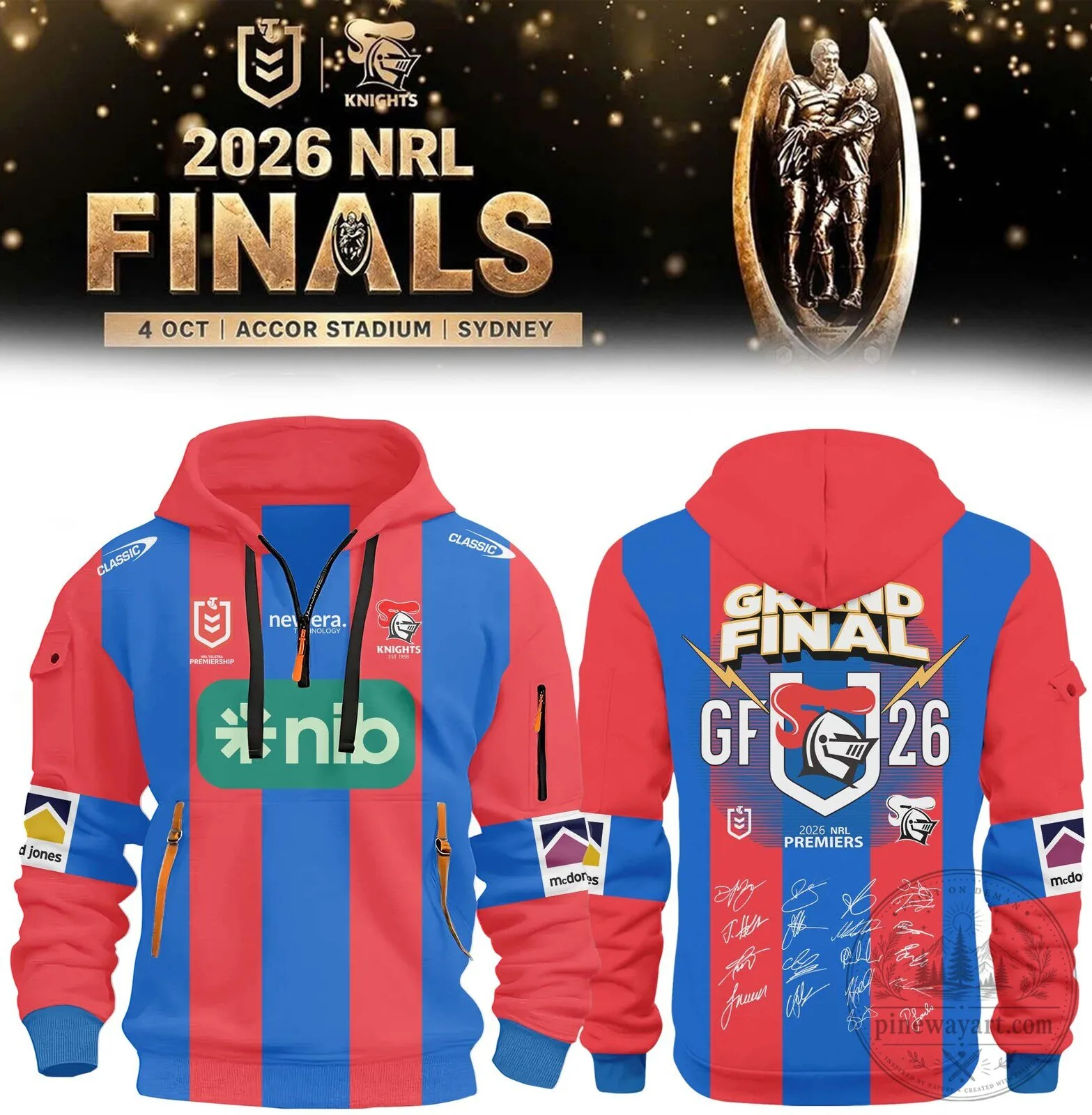 Newcastle Knights National Rugby League Premiers 2026 Grand Final Hoodie