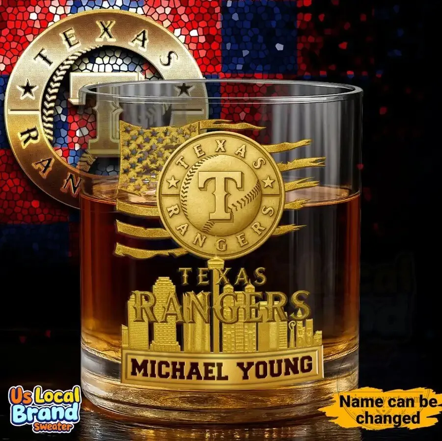 Texas Rangers Baseball Team Personalized Whiskey Glass
