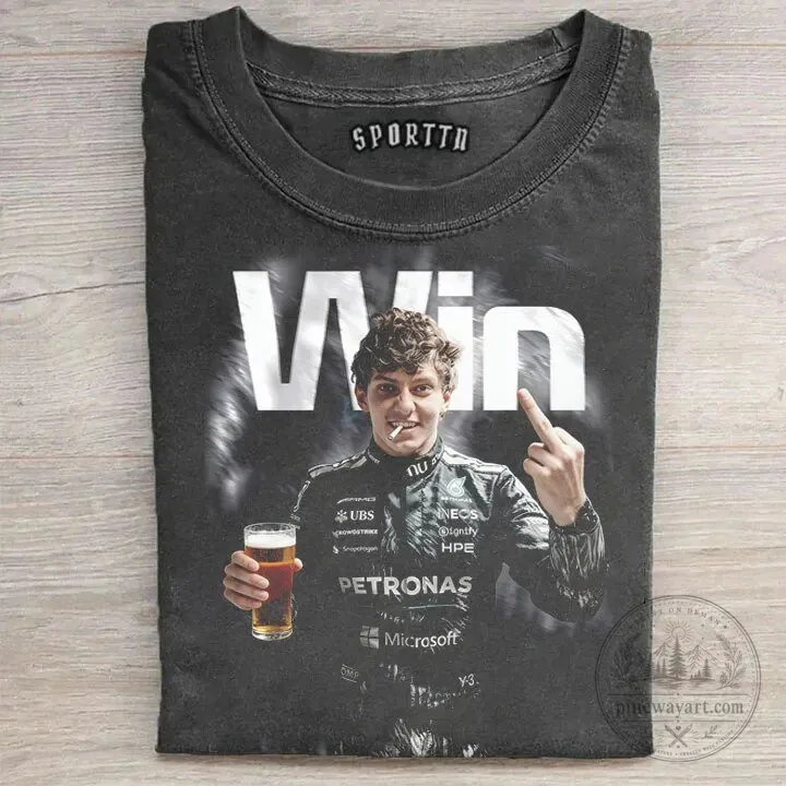 Black Graphic T-Shirt featuring Andrea Kimi Antonelli, Formula One Racing Driver