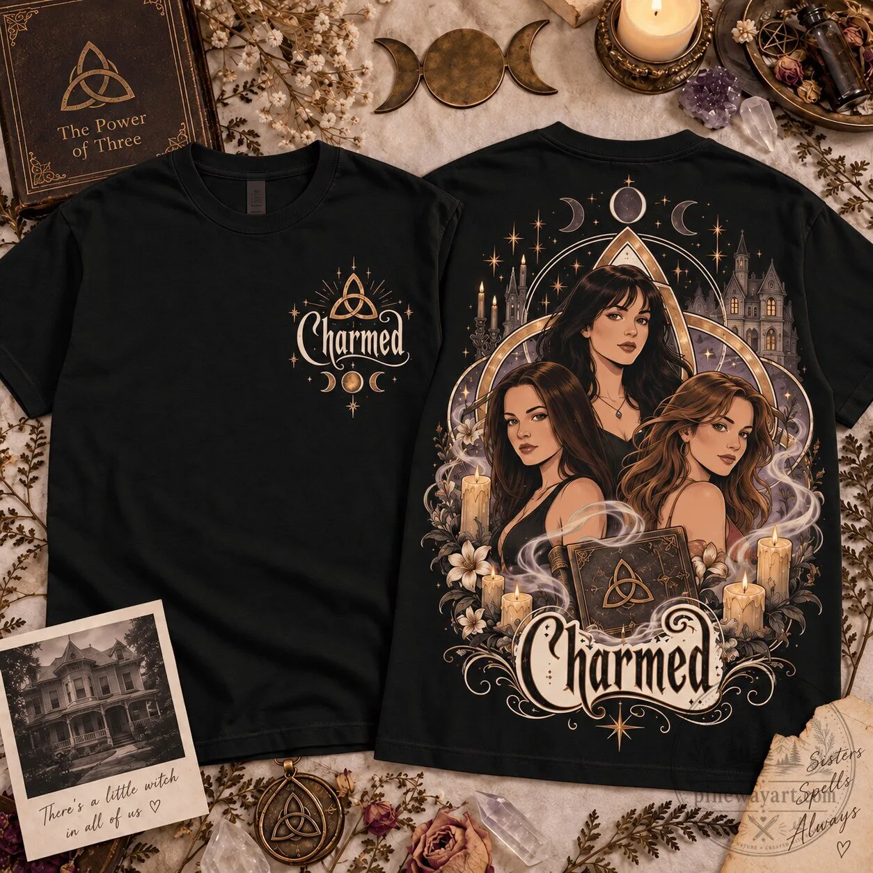 Charmed Power of Three Sisters Spells Always Witchcraft Graphic T-Shirt