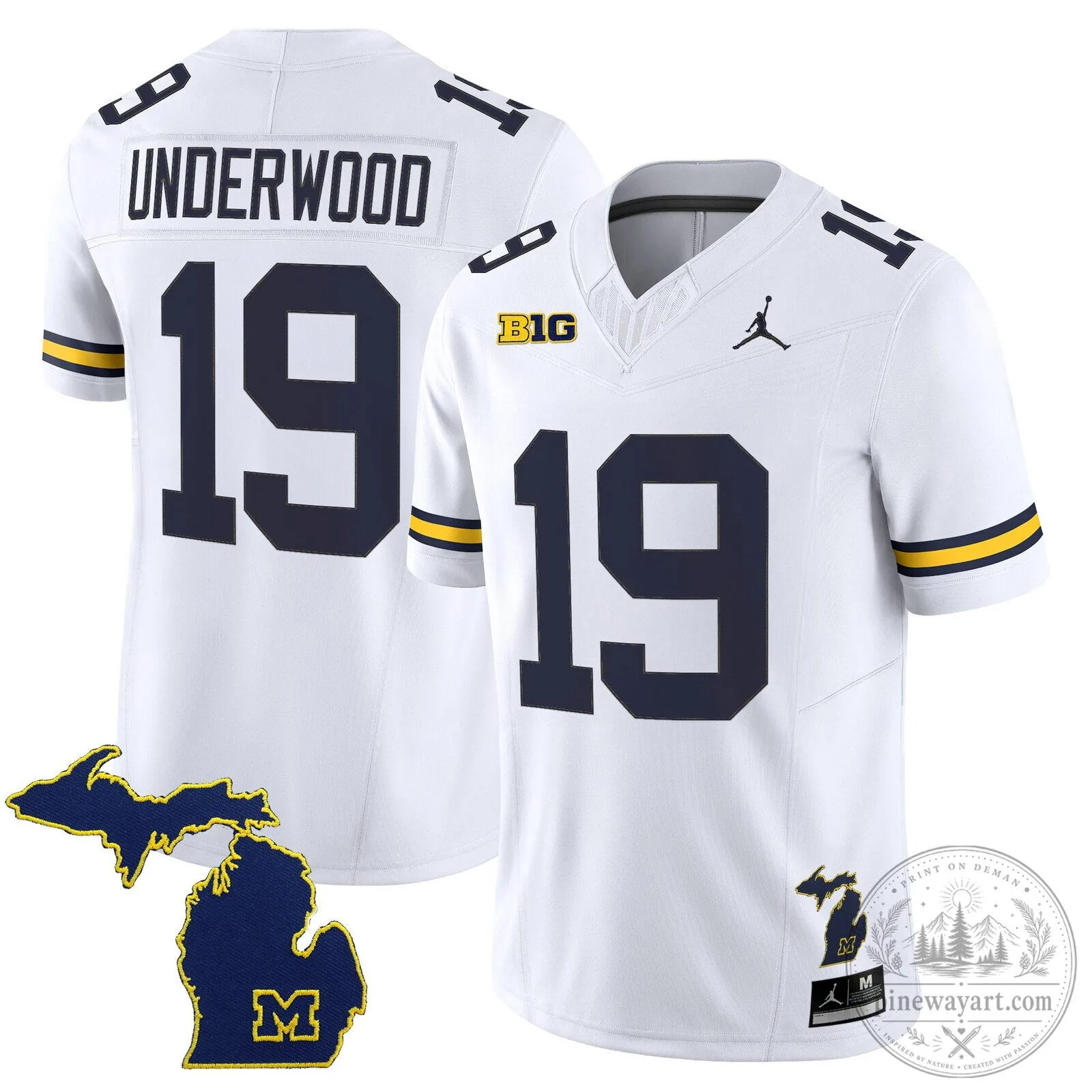 Michigan Wolverines College Football Team White Game Day Jersey