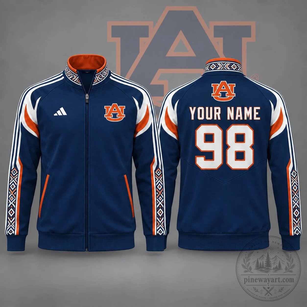 Auburn Tigers NCAA Personalized Tradition Line Full Zip Track Jacket