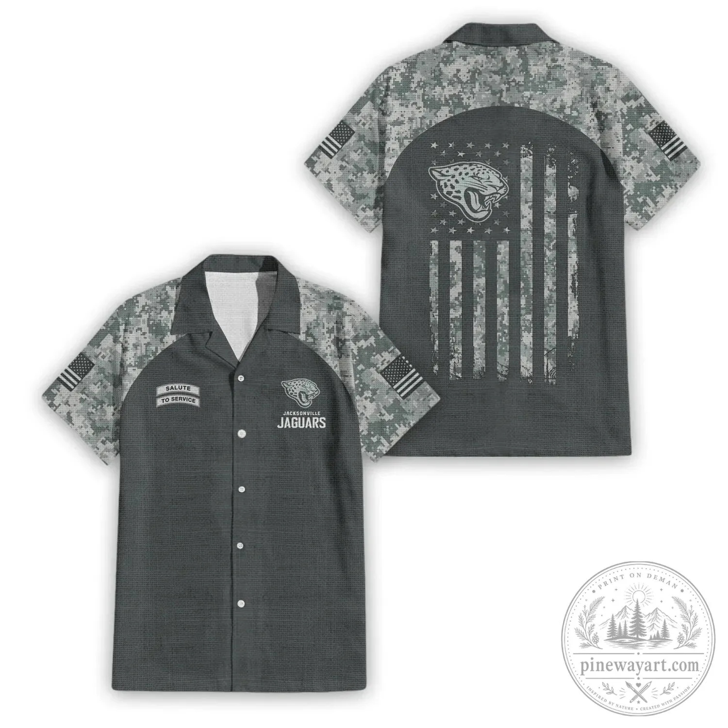 Jacksonville Jaguars Salute To Service Digital Camouflage Hawaiian Shirt