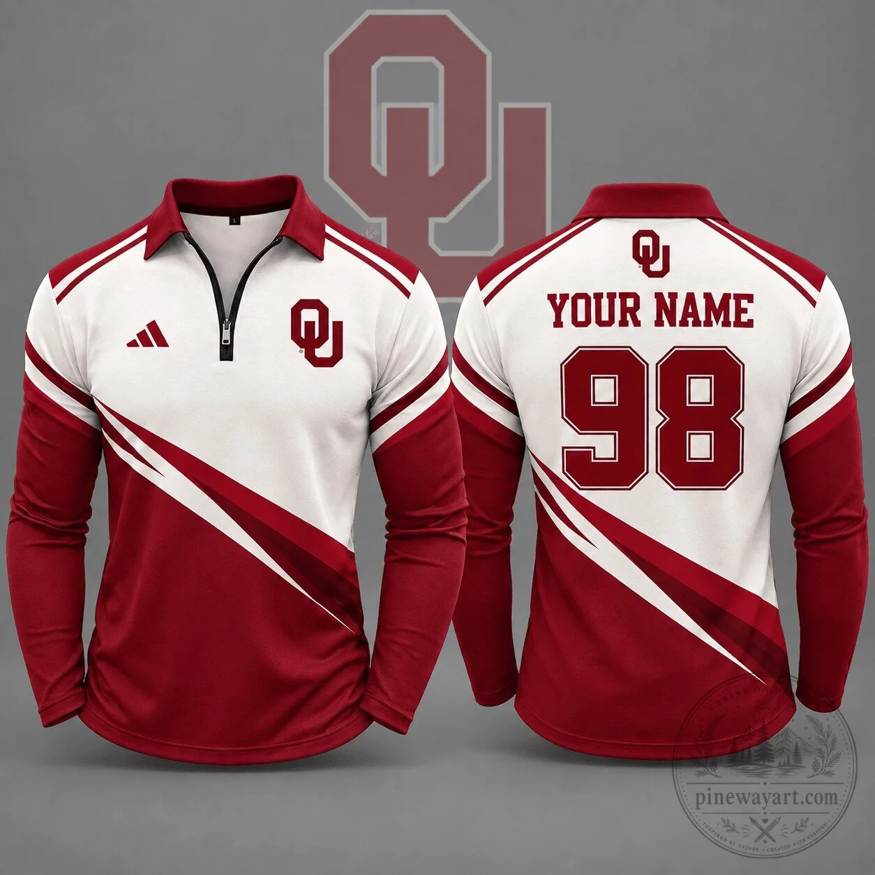 Oklahoma Sooners Personalized Elite Motion Quarter Zip Long Sleeve Polo Shirt