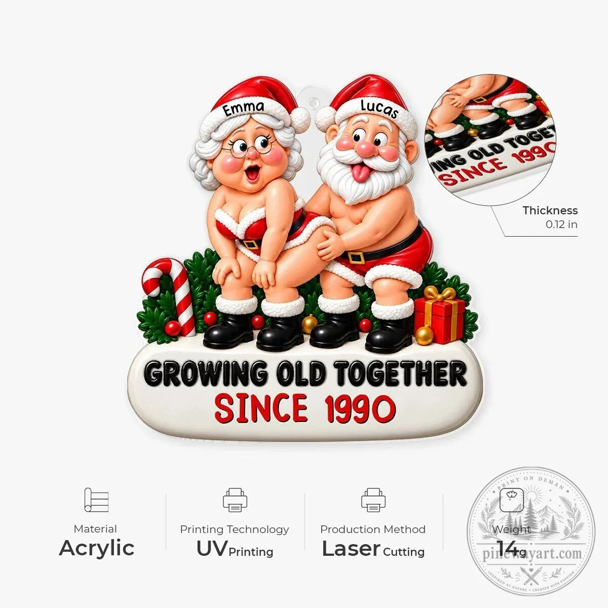 Personalized Funny Christmas Couple Ornament Growing Old Together Since 13 Personalized Funny Christmas Couple Ornament Growing Old Together Since