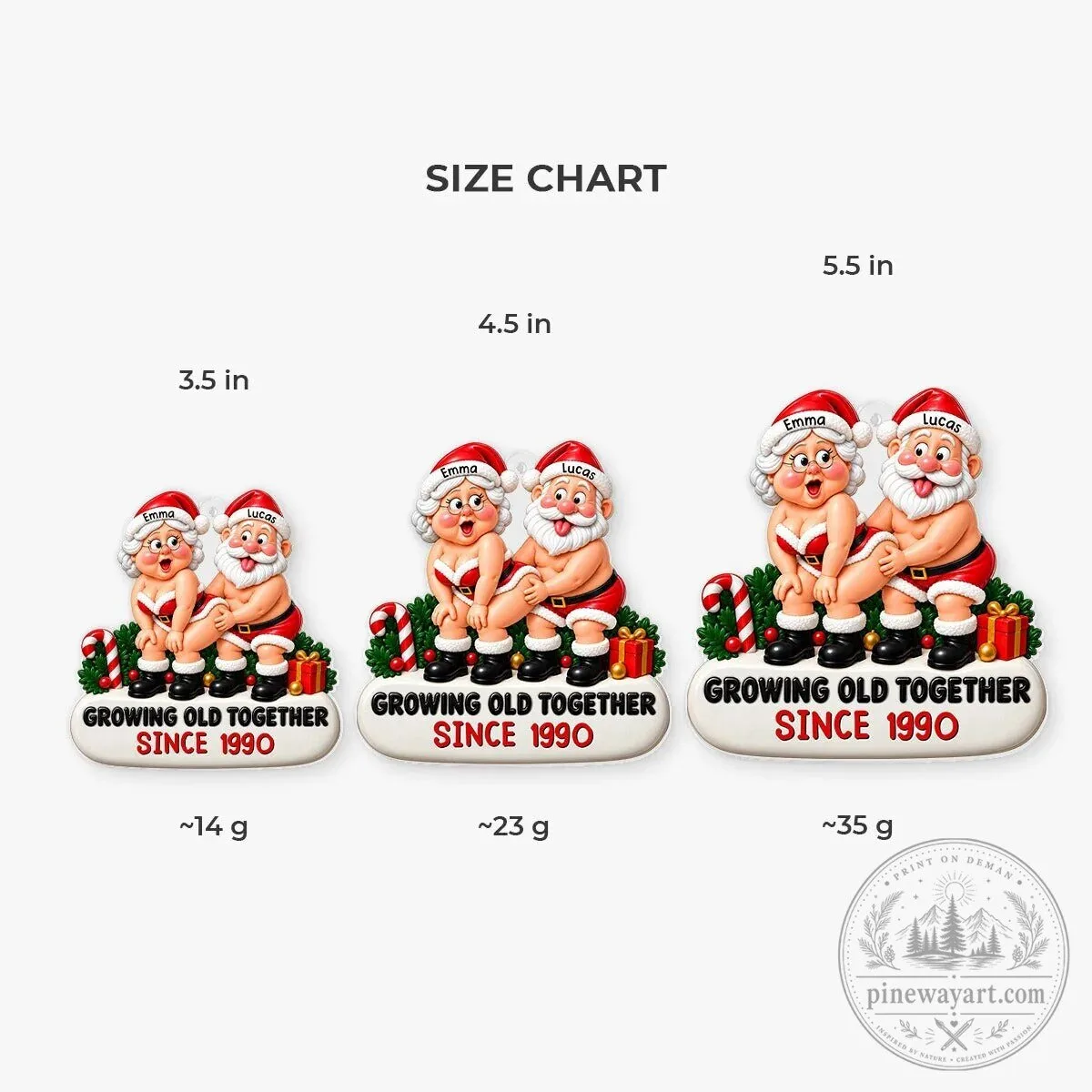Personalized Funny Christmas Couple Ornament Growing Old Together Since 14 Personalized Funny Christmas Couple Ornament Growing Old Together Since