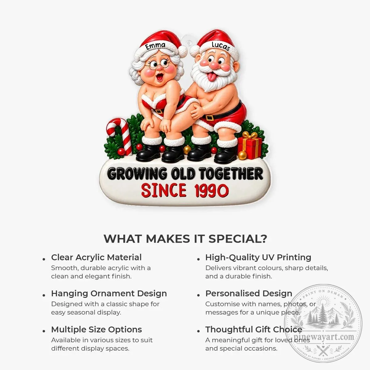 Personalized Funny Christmas Couple Ornament Growing Old Together Since 16 Personalized Funny Christmas Couple Ornament Growing Old Together Since