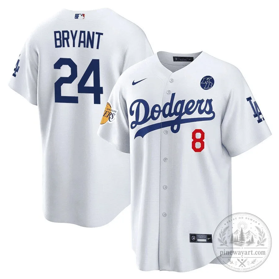 Dodgers Kobe Bryant White Number 8 Baseball Jersey