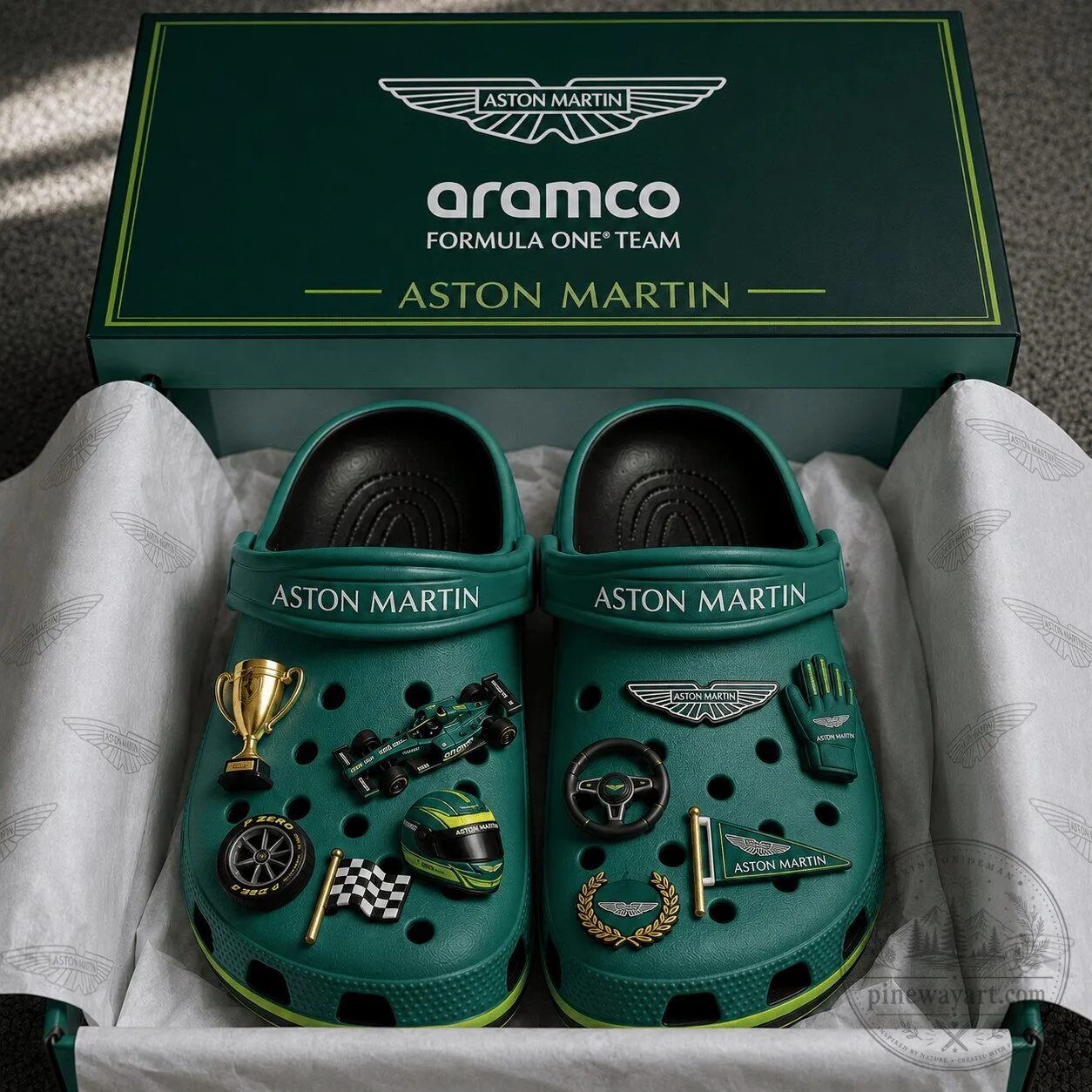 Aston Martin Aramco Formula One Team Racing Green Clogs Shoes 1 Aston Martin Aramco Formula One Team Racing Green Clogs Shoes