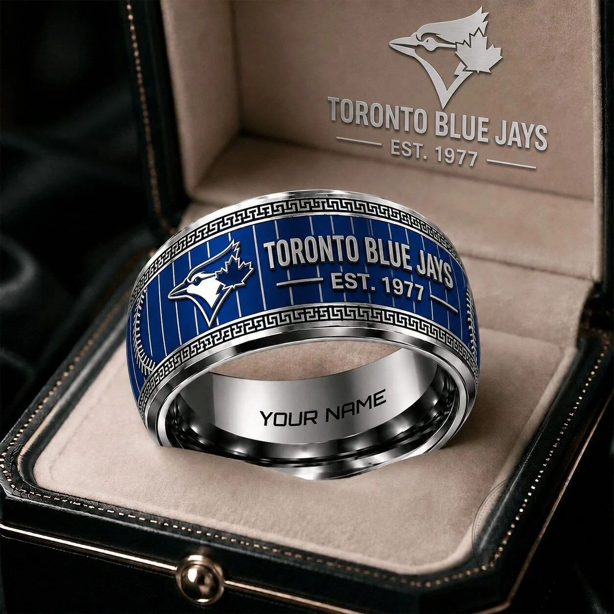 Toronto Blue Jays Baseball Team Personalized Tungsten Ring with Custom Engraving
