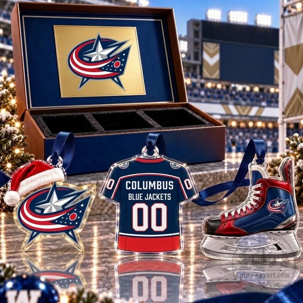 Columbus Blue Jackets National Hockey League Team Acrylic Ornament Set 6 Columbus Blue Jackets National Hockey League Team Acrylic Ornament Set