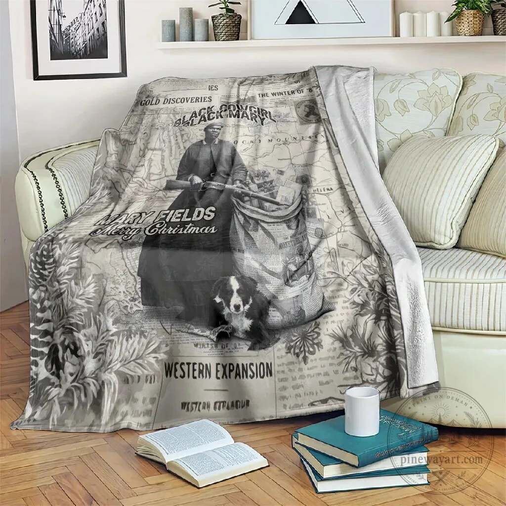 Mary Fields Stagecoach Mary Black Cowgirl Vintage Western Map Blanket
