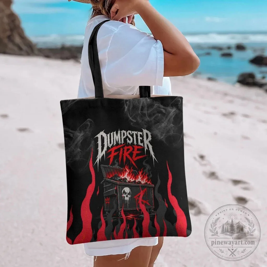 Dumpster Fire Everything Is Fine Sarcastic Skull Flame Heavy Metal Tote Bag 12 Dumpster Fire Everything Is Fine Sarcastic Skull Flame Heavy Metal Tote Bag