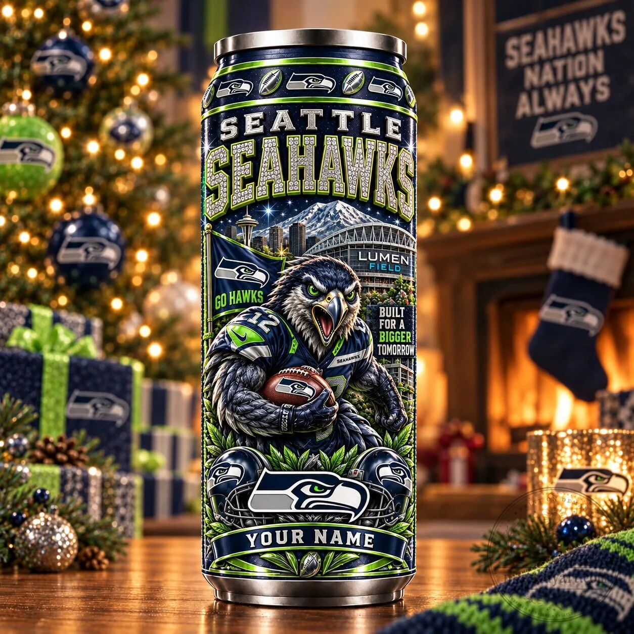 Seattle Seahawks NFL Football Team Personalized Can Tumbler