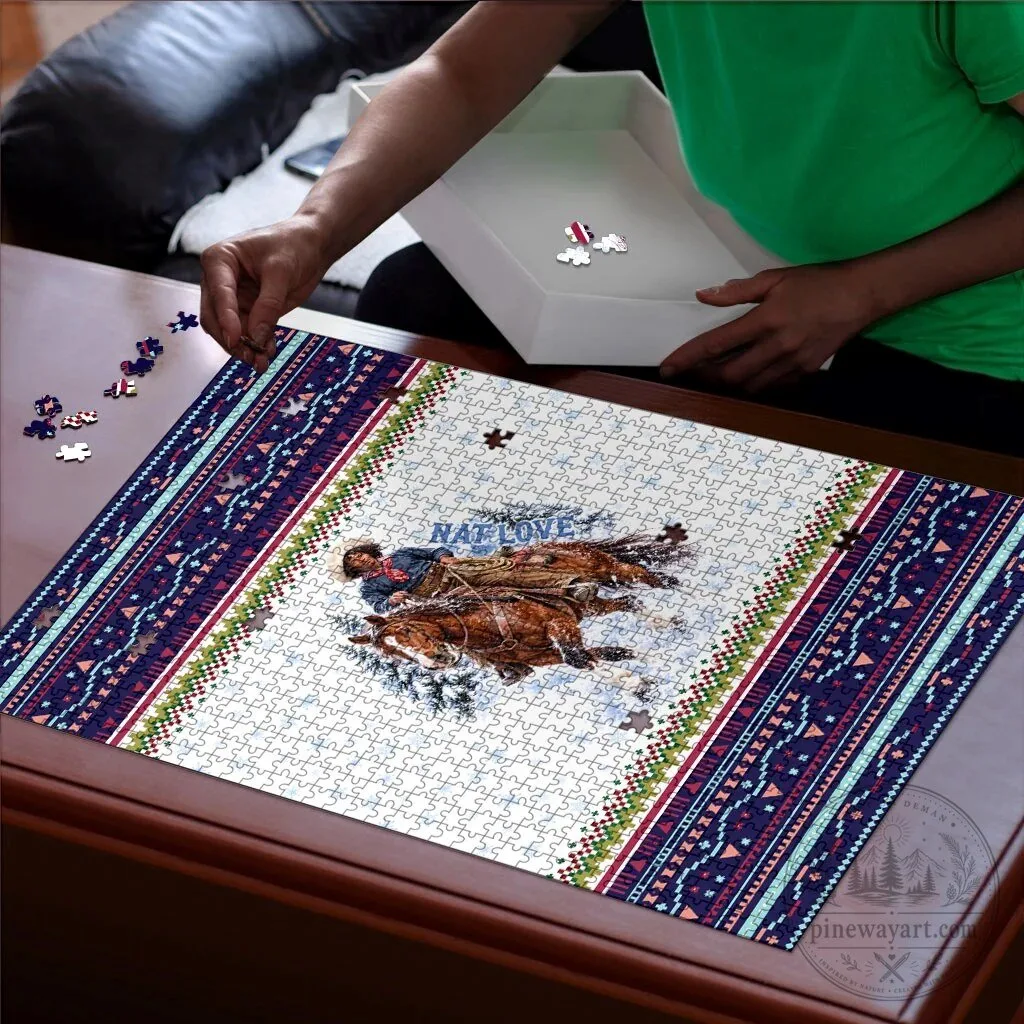 Nat Love African American Cowboy Winter Snow Fair Isle Pattern Jigsaw Puzzle 7 Nat Love African American Cowboy Winter Snow Fair Isle Pattern Jigsaw Puzzle