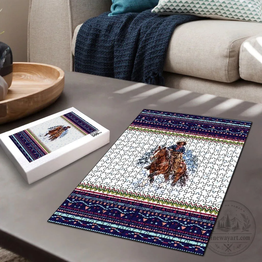 Nat Love African American Cowboy Winter Snow Fair Isle Pattern Jigsaw Puzzle 8 Nat Love African American Cowboy Winter Snow Fair Isle Pattern Jigsaw Puzzle