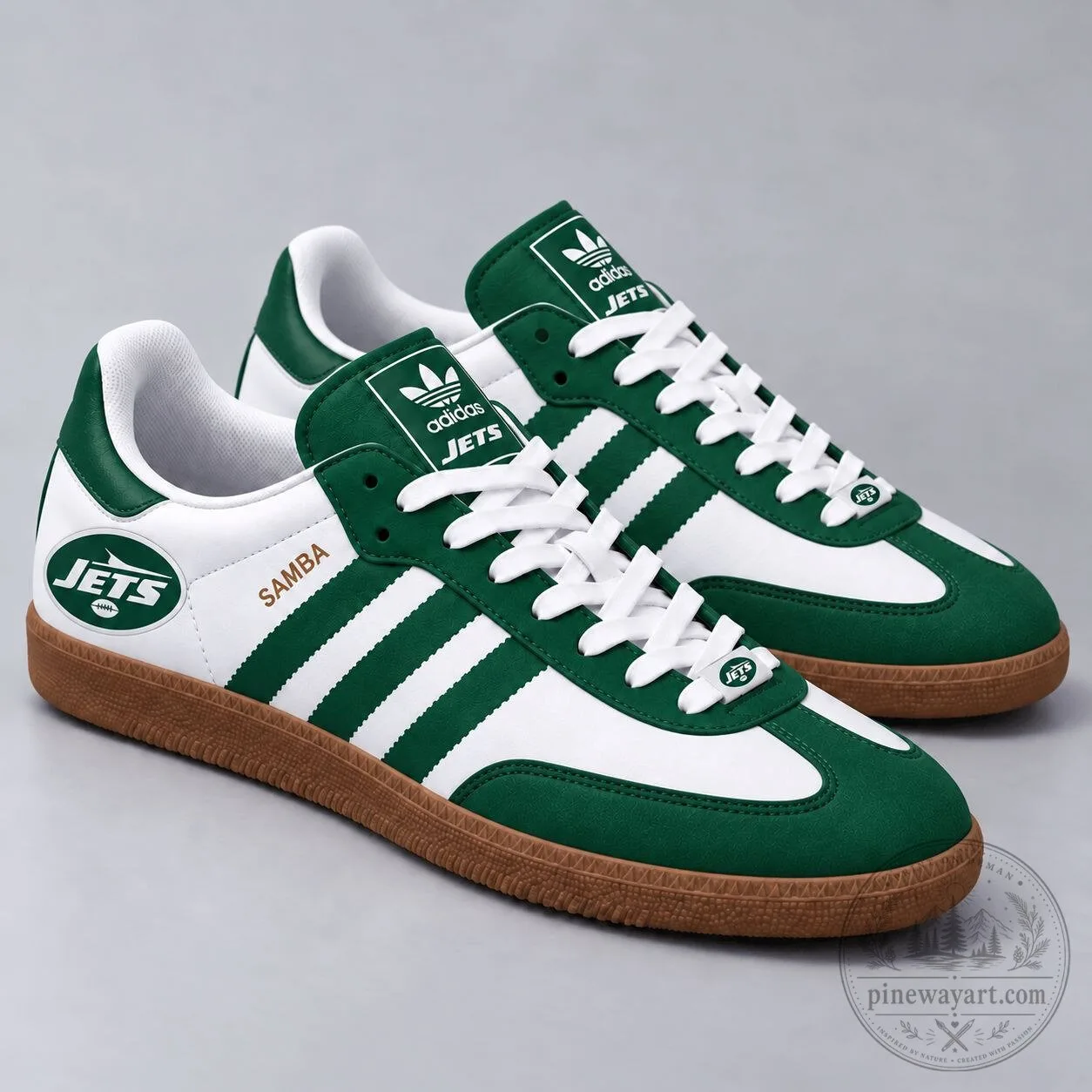 New York Jets Football Team Green and White Adidas Samba Shoes 1 New York Jets Football Team Green and White Adidas Samba Shoes