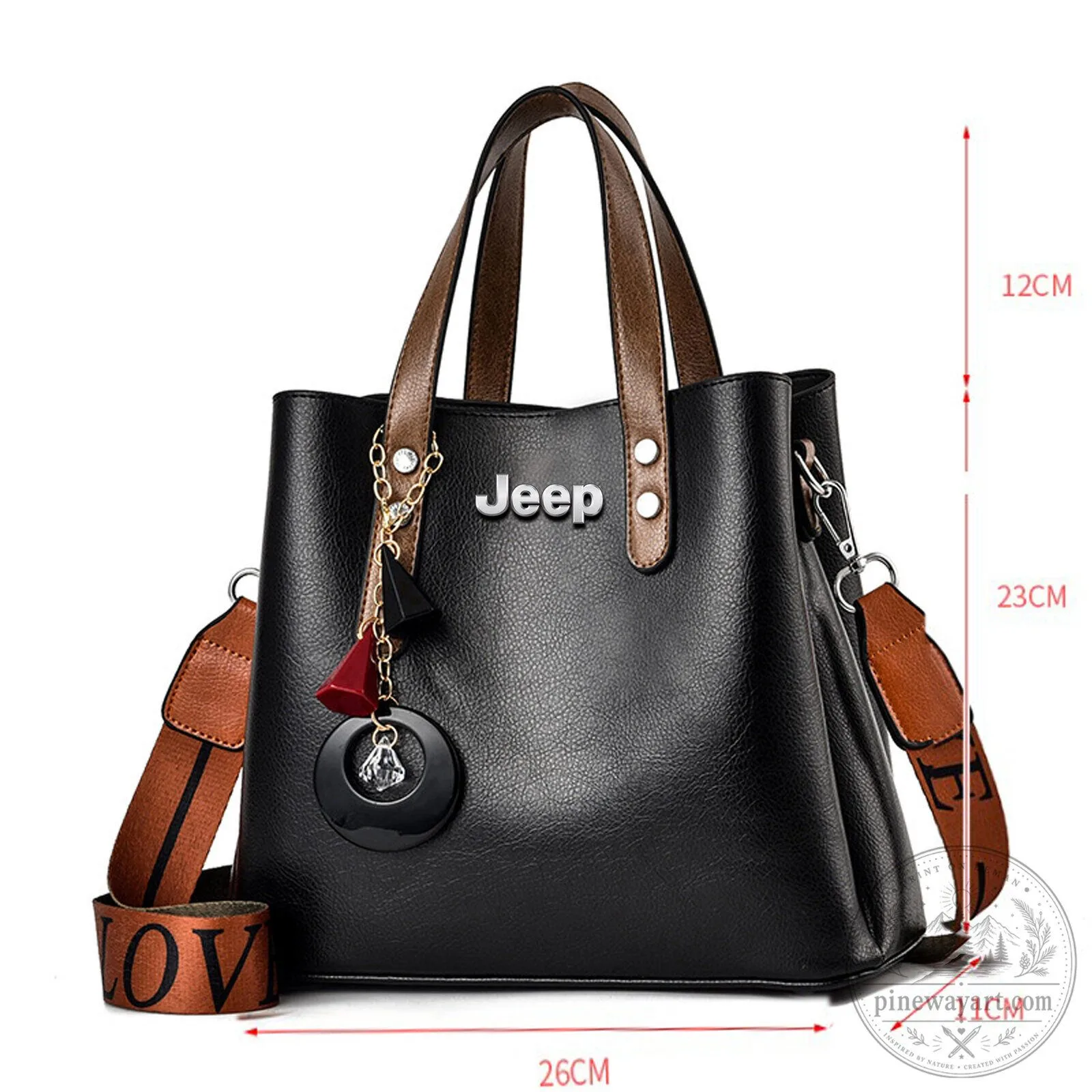 Jeep Vintage Red Leather Women's Handbag with Detachable Shoulder Strap 21 Jeep Vintage Red Leather Women