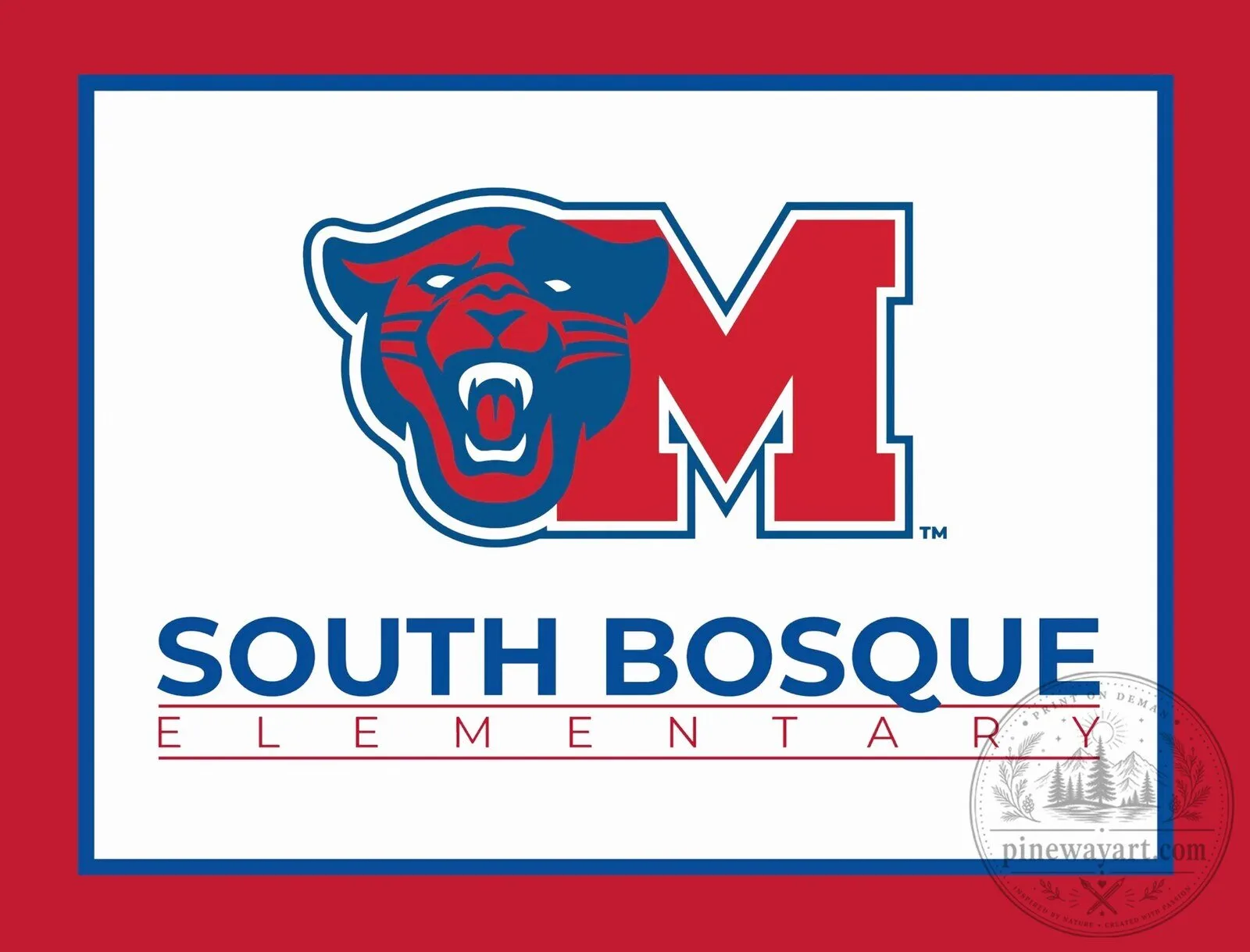 South Bosque Elementary School Panthers Mascot Logo Yard Sign