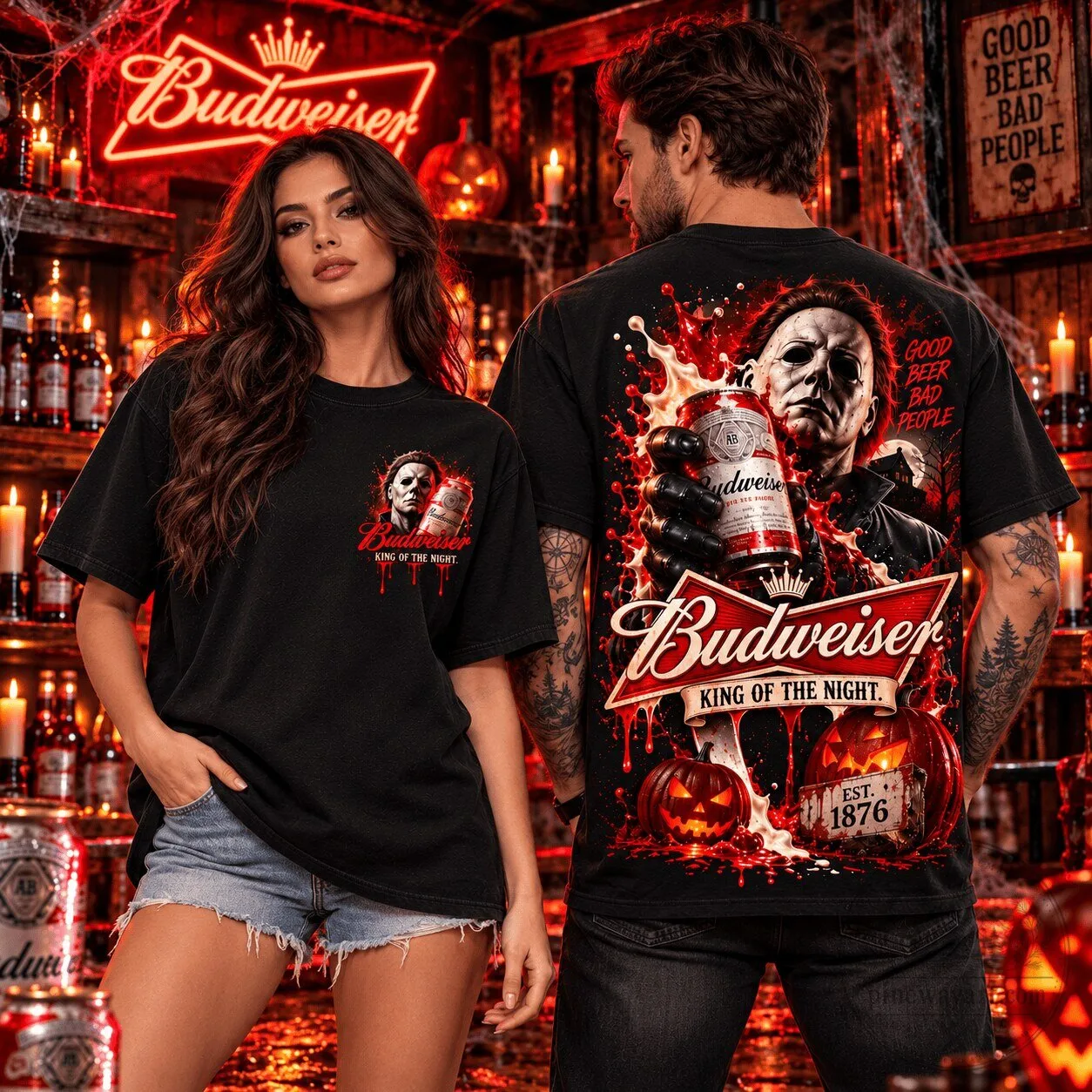 Budweiser Michael Myers Halloween Pumpkin Beer T-Shirt