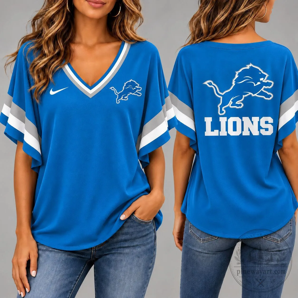 Detroit Lions Women's Fanwear V-Neck Short Sleeve T-Shirt