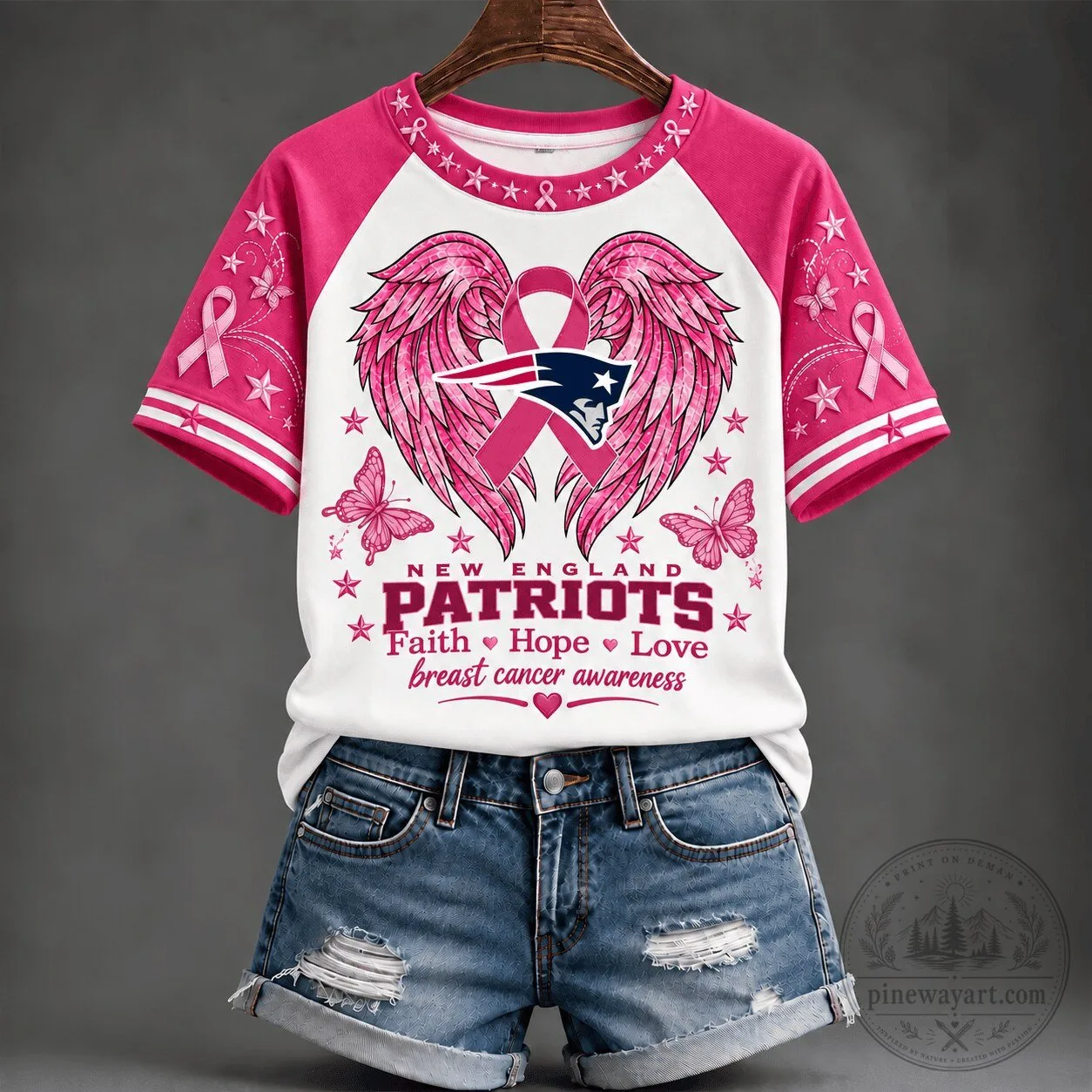 New England Patriots Faith Hope Love Breast Cancer Awareness T-Shirt