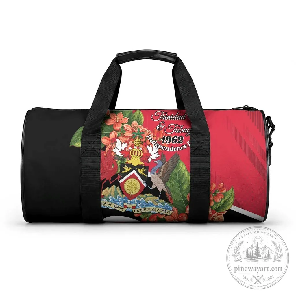 Trinidad and Tobago Independence Day 1962 Floral Black Duffle Bag