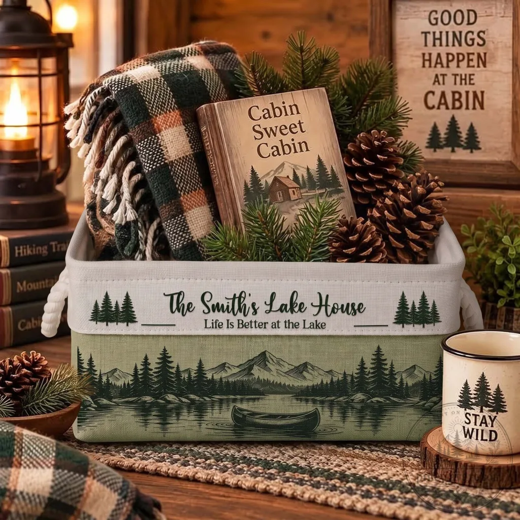 personalized-lake-house-storage-basket-cabin-sweet-cabin-life-is-better-at-the-lake-featured Personalized Lake House Storage Basket, Cabin Sweet Cabin Life is Better at the Lake