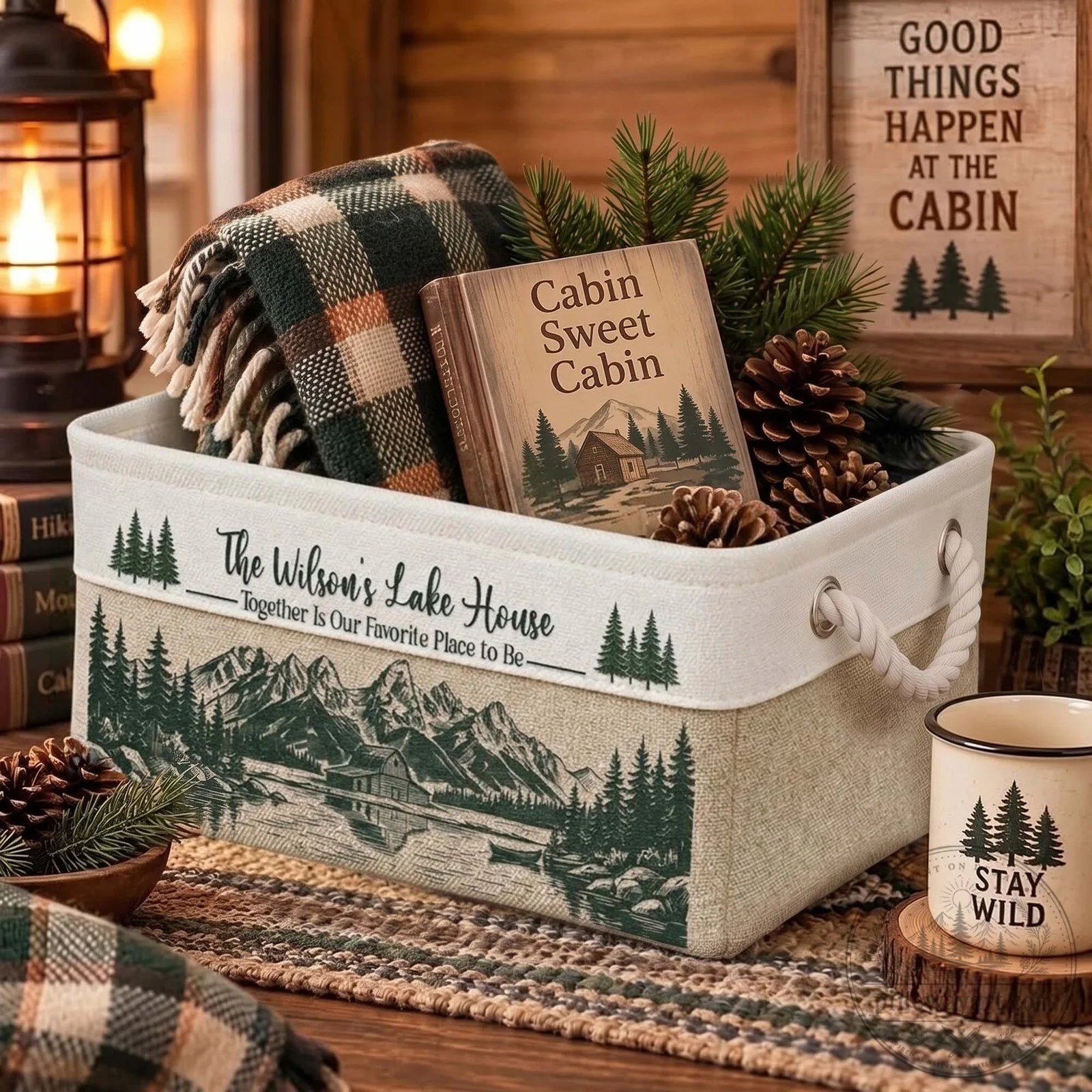 Personalized Lake House Storage Basket, Cabin Sweet Cabin Life is Better at the Lake 10 Personalized Lake House Storage Basket, Cabin Sweet Cabin Life is Better at the Lake