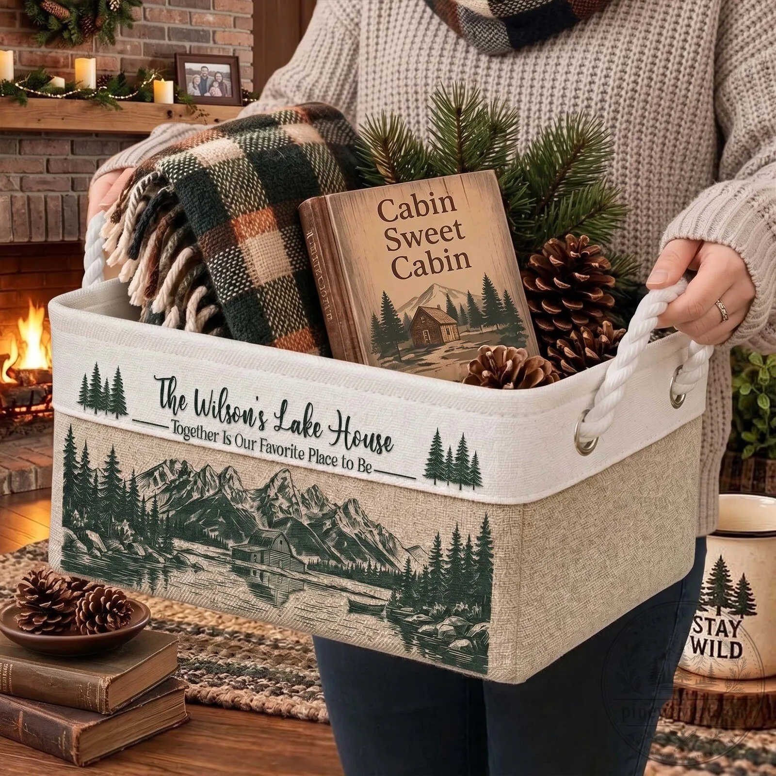 Personalized Lake House Storage Basket, Cabin Sweet Cabin Life is Better at the Lake 11 Personalized Lake House Storage Basket, Cabin Sweet Cabin Life is Better at the Lake
