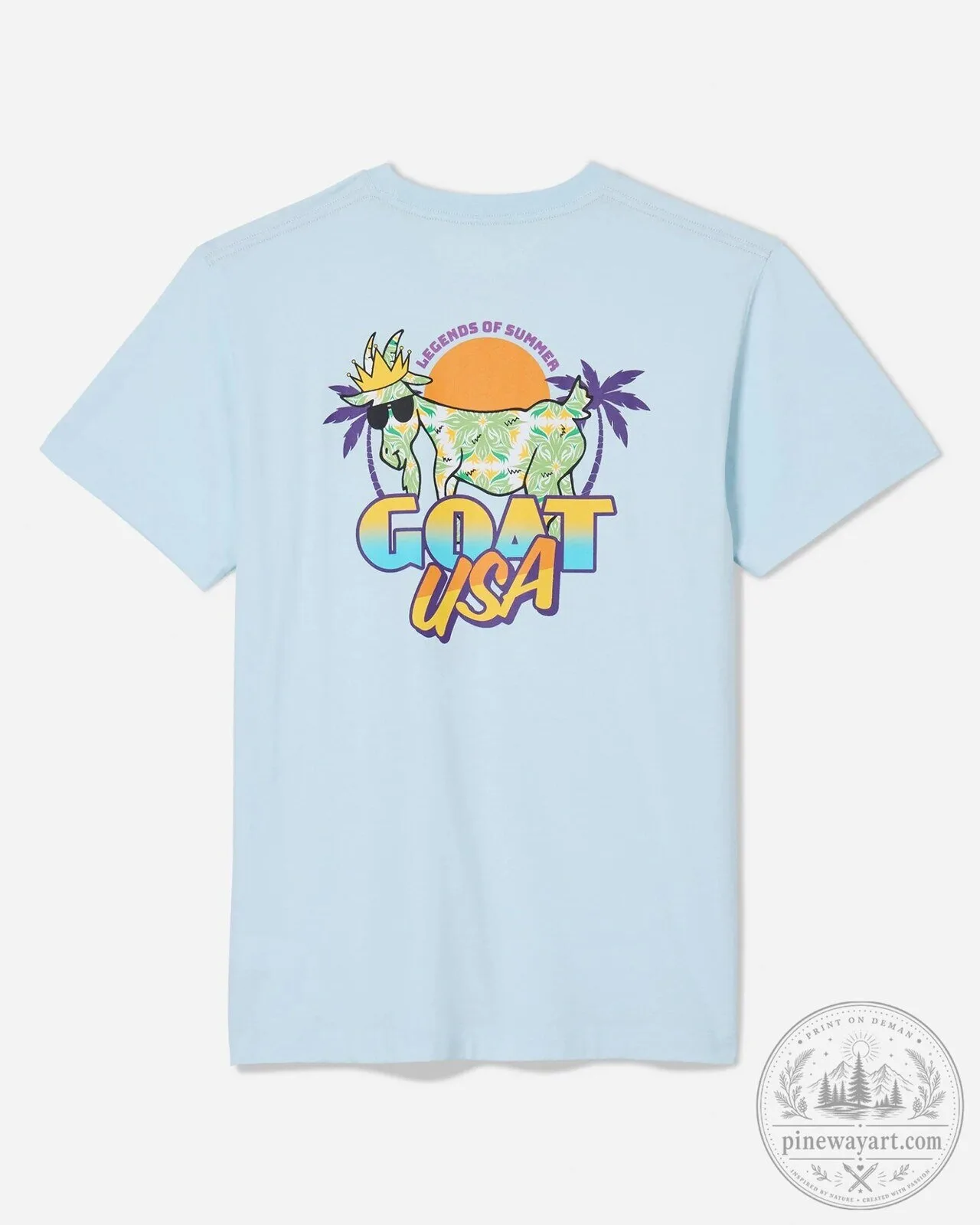 Legends of Summer Goat USA Graphic Print Light Blue Kids T-Shirt