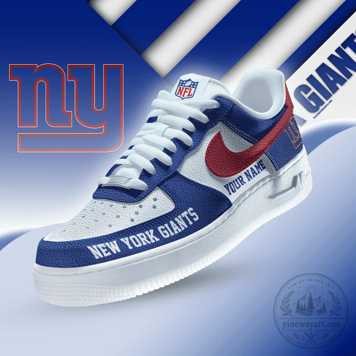 New York Giants Custom Name NFL Football Team Sneakers Shoes