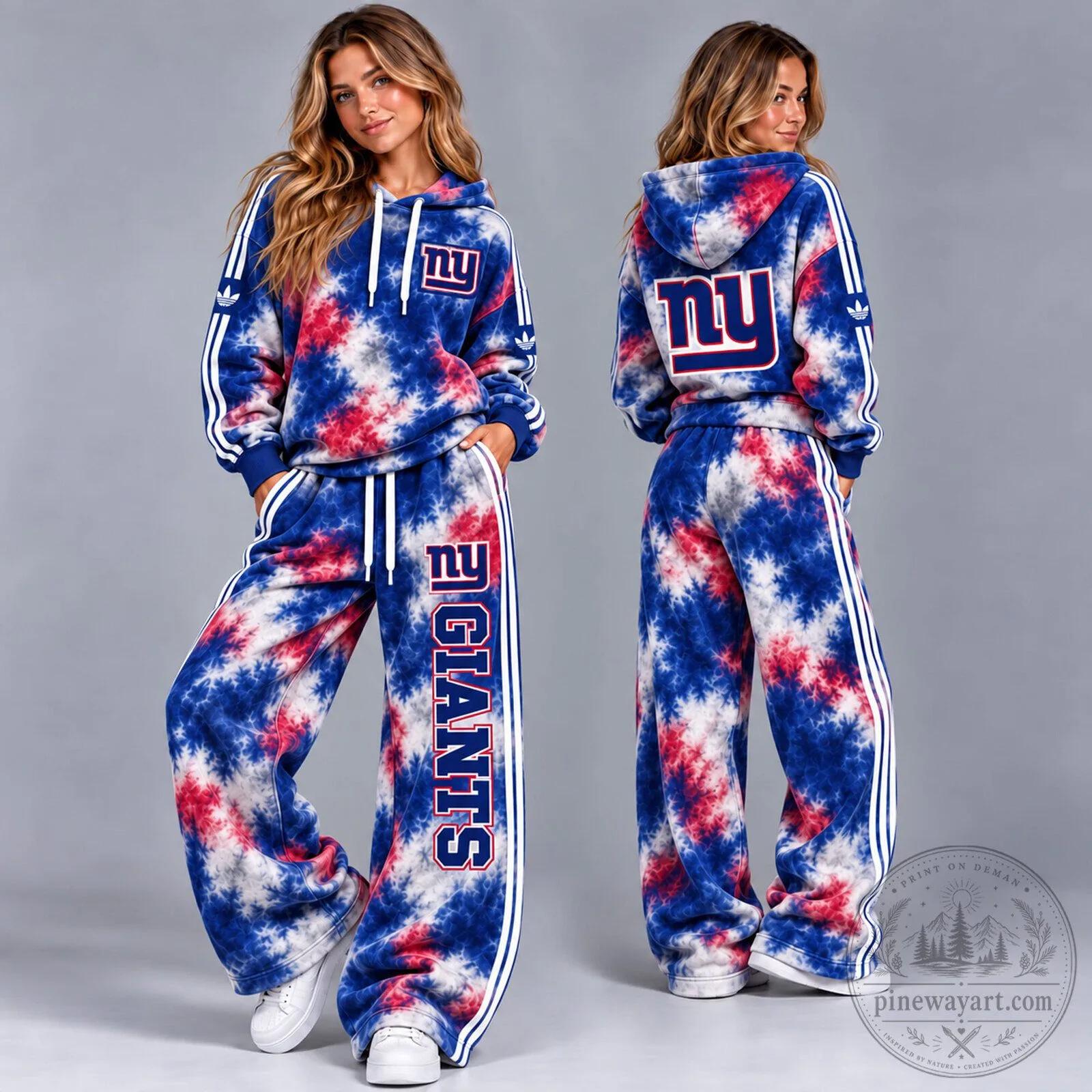 New York Giants Tie-Dye Hoodie and Sweatpants Set for Women