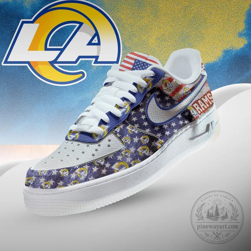 Los Angeles Rams NFL Team American Flag Pattern Custom Sneakers
