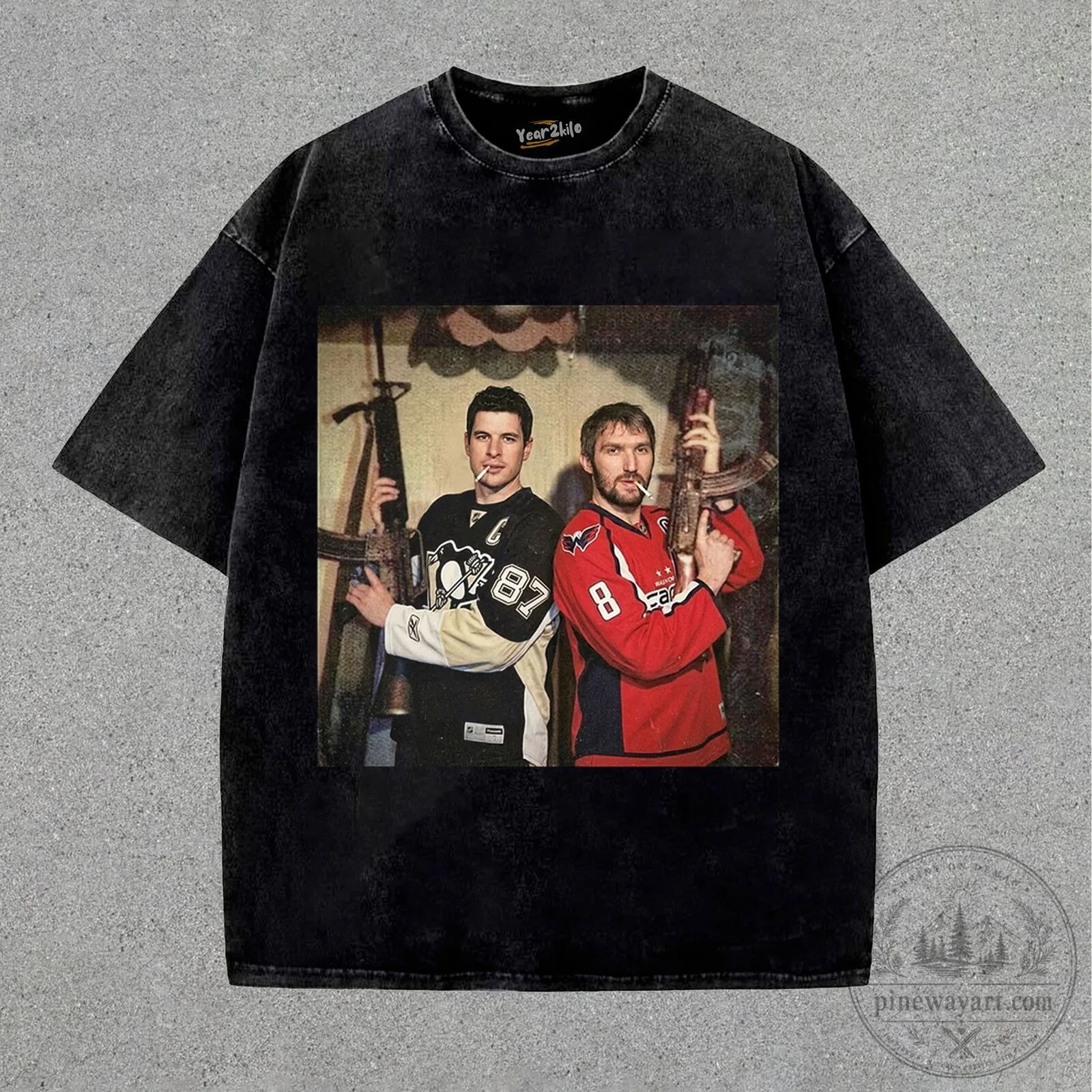 Sidney Crosby Alexander Ovechkin Hockey Legend Black Washed T-Shirt